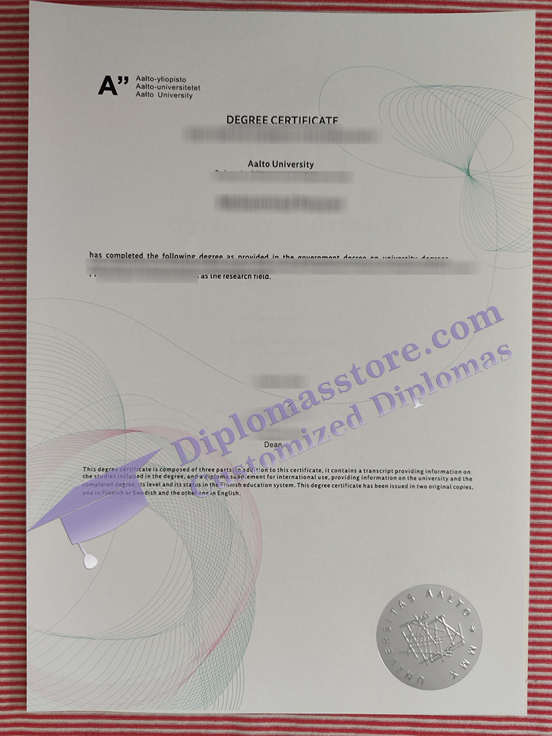 Aalto University diploma, Aalto-universitetet degree certificate,
