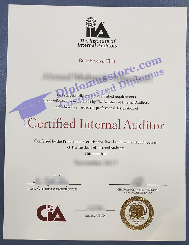 Certified Internal Auditor certificate