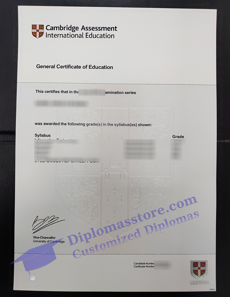 Cambridge GCE certificate, Cambridge A level certificate,