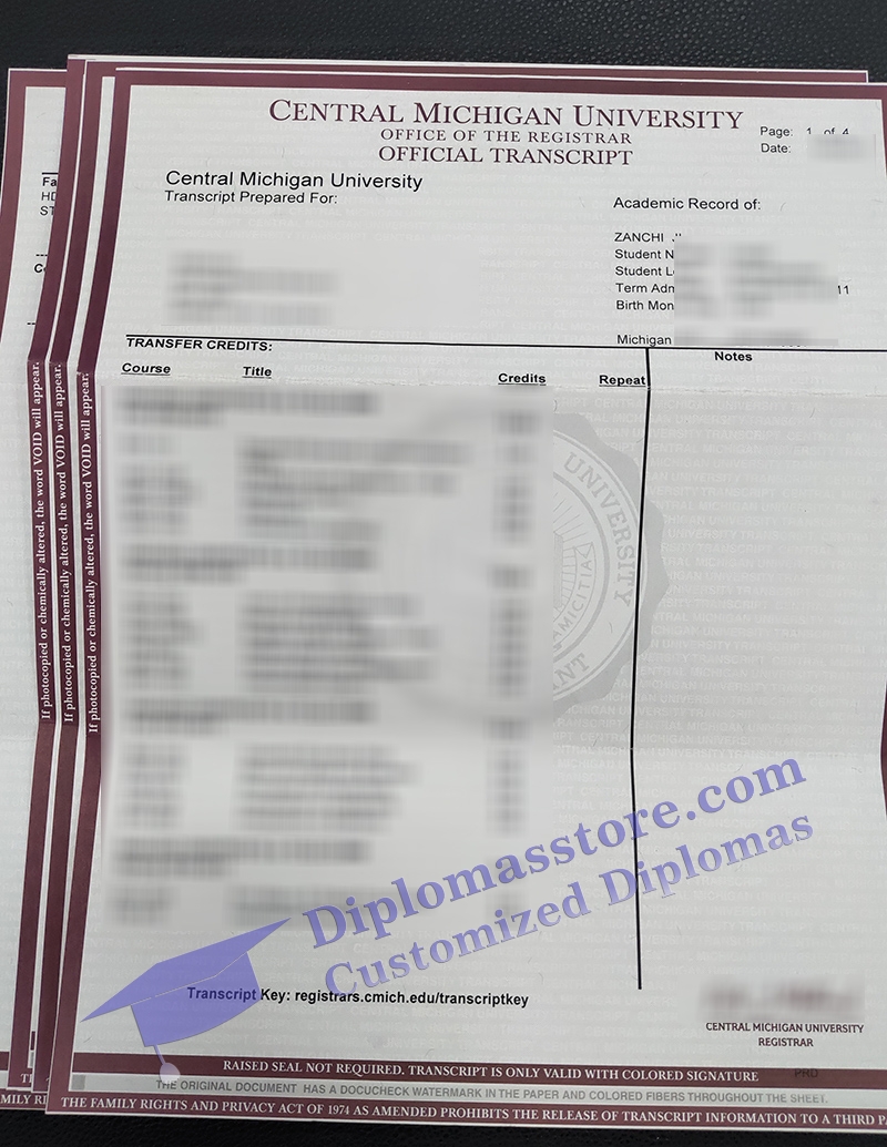 Central Michigan University transcript