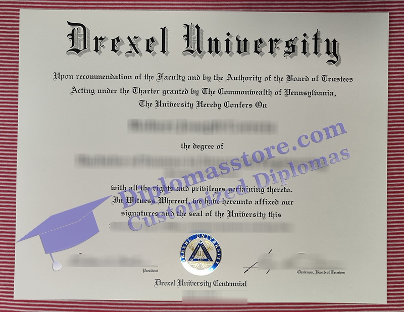 Drexel University diploma, Drexel University certificate,