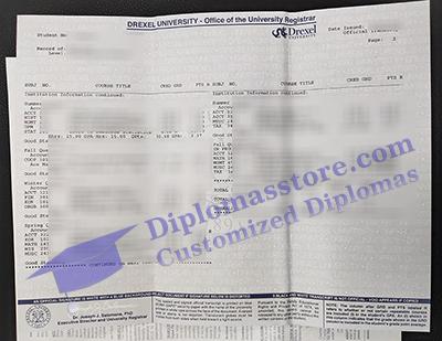 Drexel University transcript