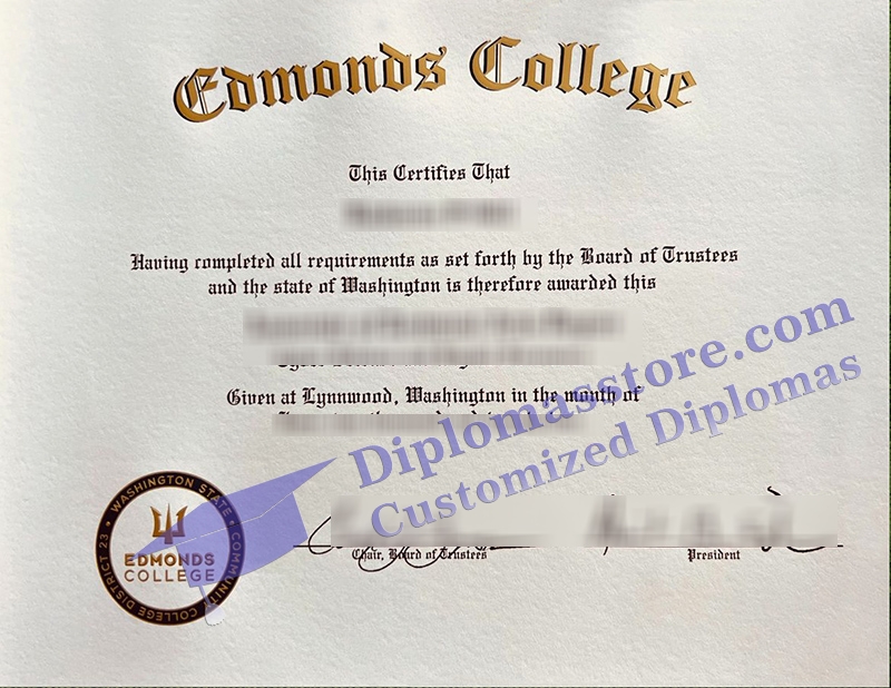 Edmonds College diploma, Edmonds College certificate,