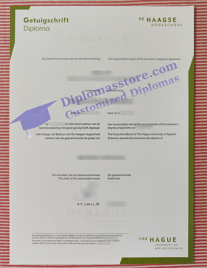 Haagse Hogeschool getuigschrift diploma