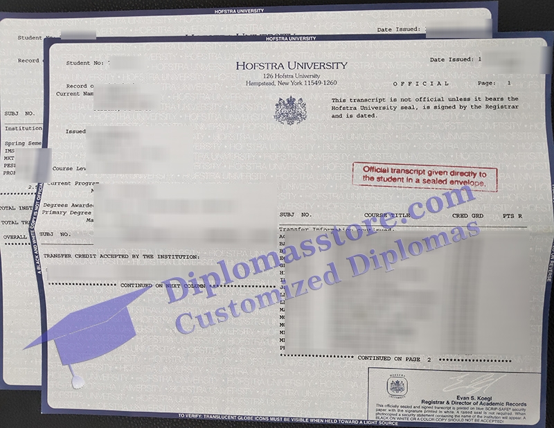 Hofstra University transcript