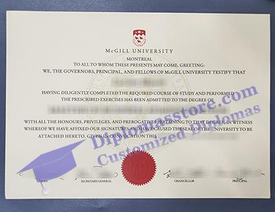 McGill University diploma certificate