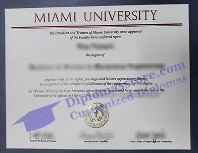 Miami University diploma certificate