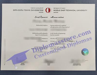 Middle East Technical University degree certificate