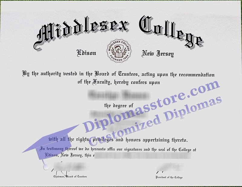 Middlesex College diploma, Middlesex College certificate,