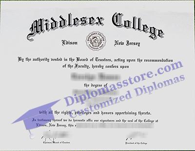 Middlesex College diploma, Middlesex College certificate,
