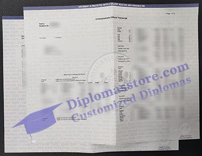 Penn State University transcript, PSU transcript,