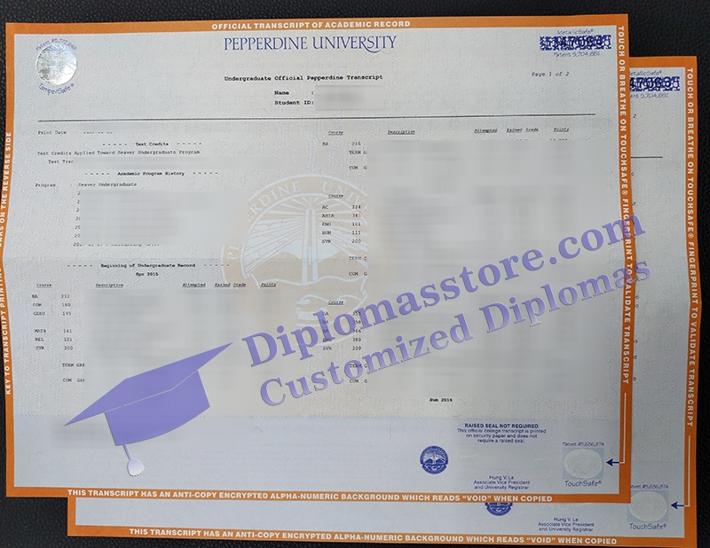 Pepperdine University transcript