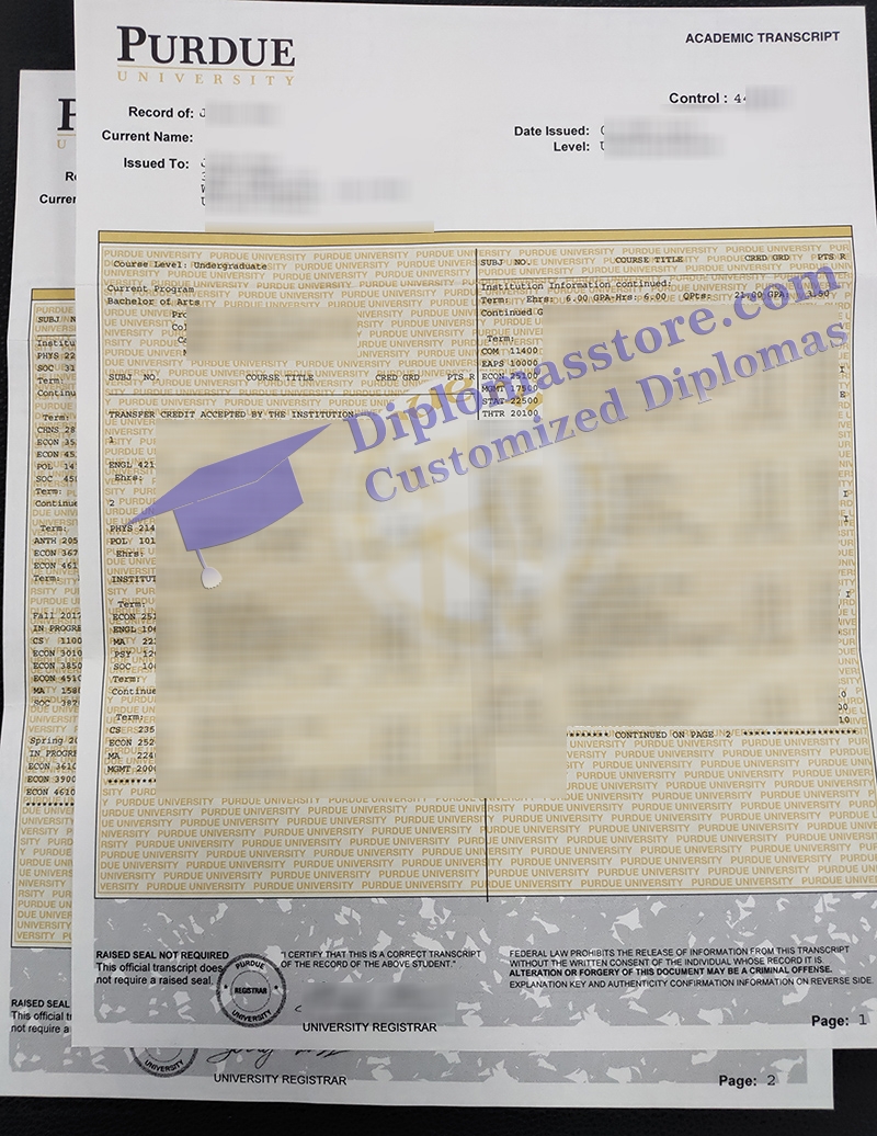 Purdue University transcript