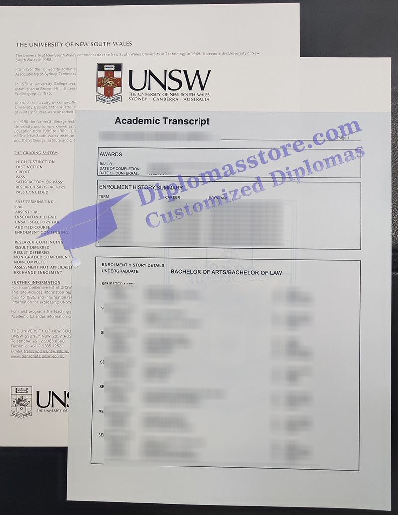 UNSW Sydney transcript
