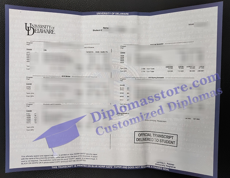 University of Delaware transcript