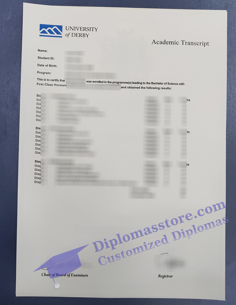 University of Derby transcript