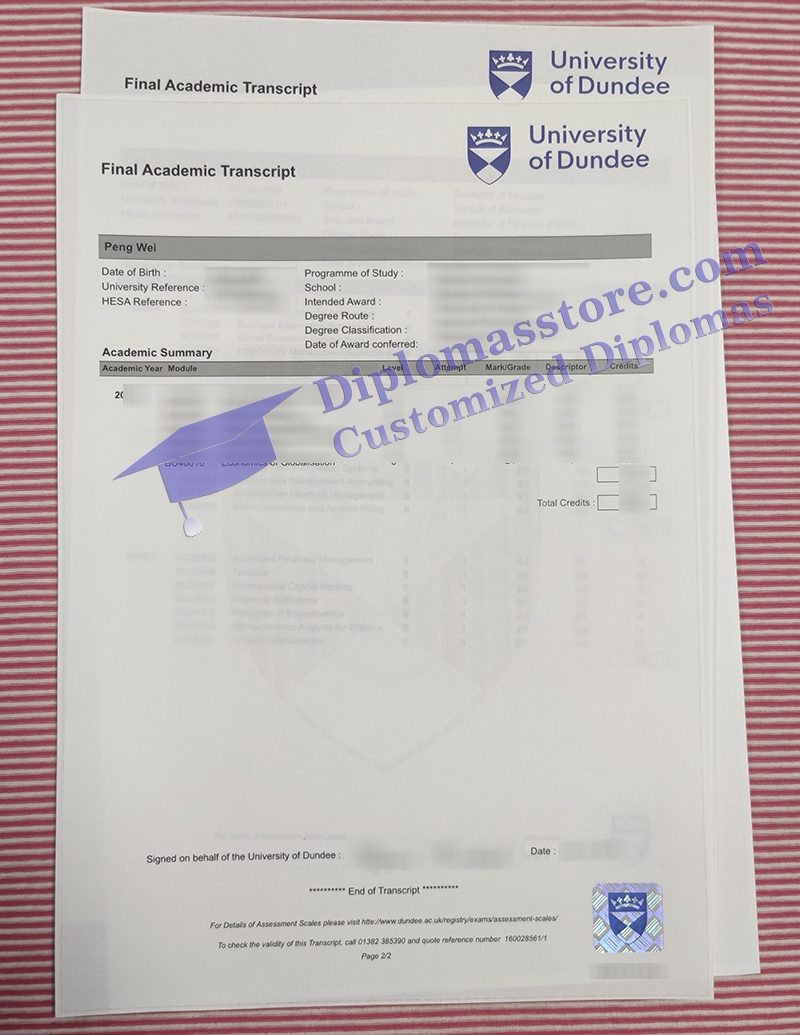 University of Dundee transcript