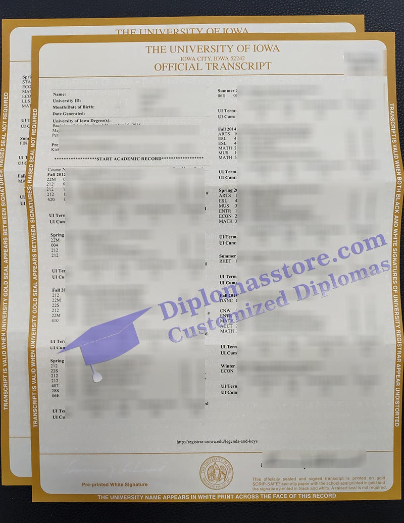 University of Iowa transcript