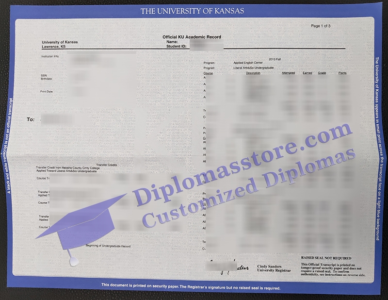 University of Kansas transcript