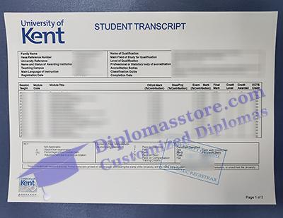 University of Kent student transcript