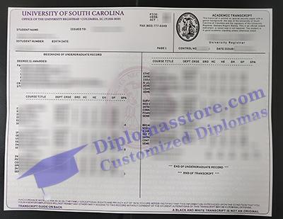 University of South Carolina transcript