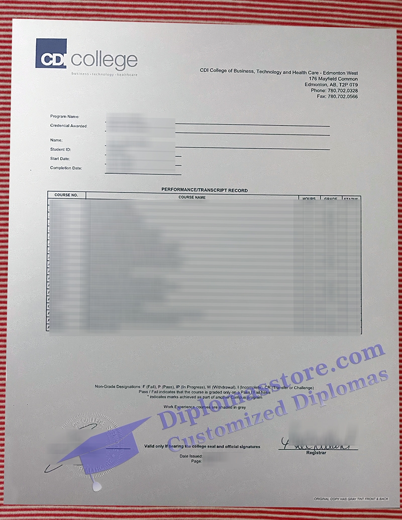 CDI College transcript