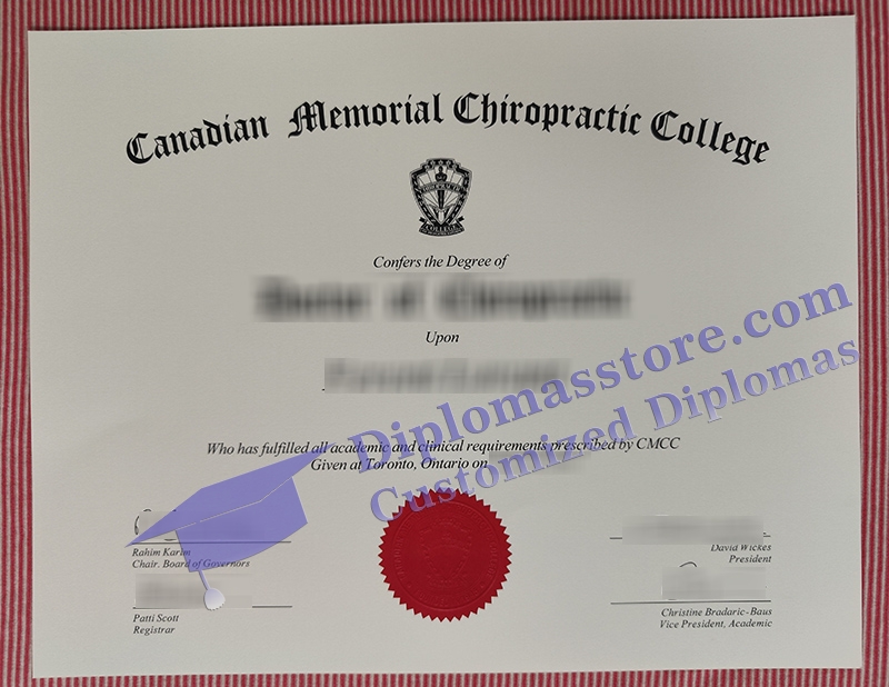 Canadian Memorial Chiropractic College diploma