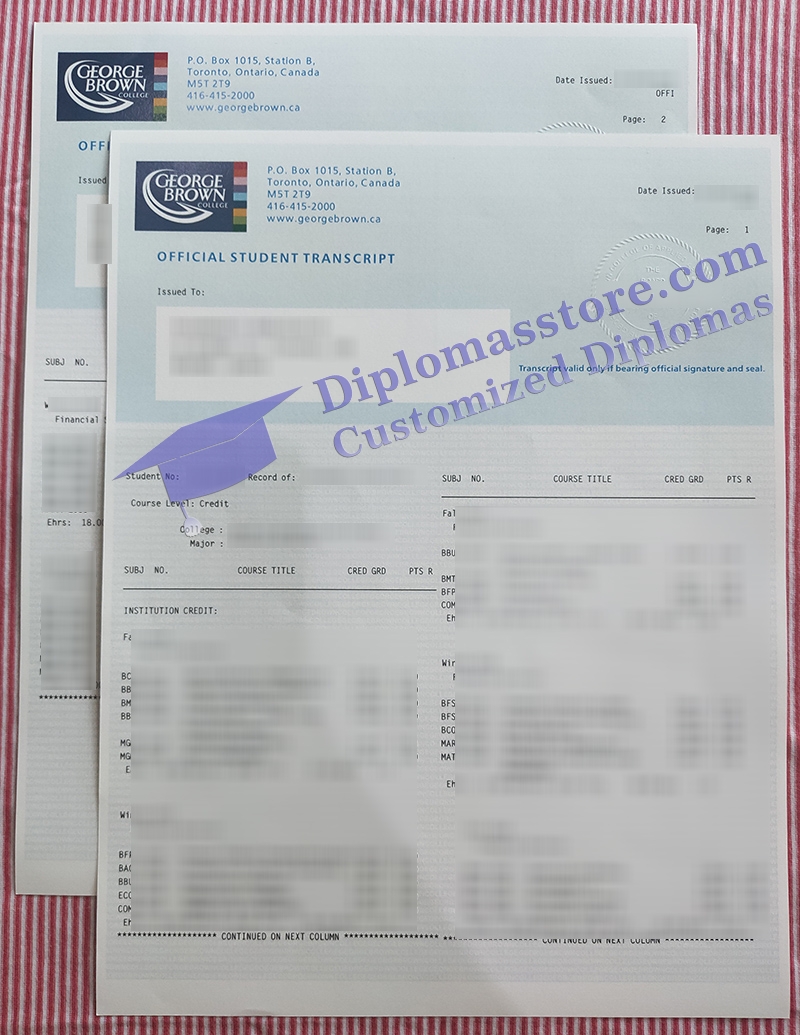 George Brown College transcript, fake GBC certificate,