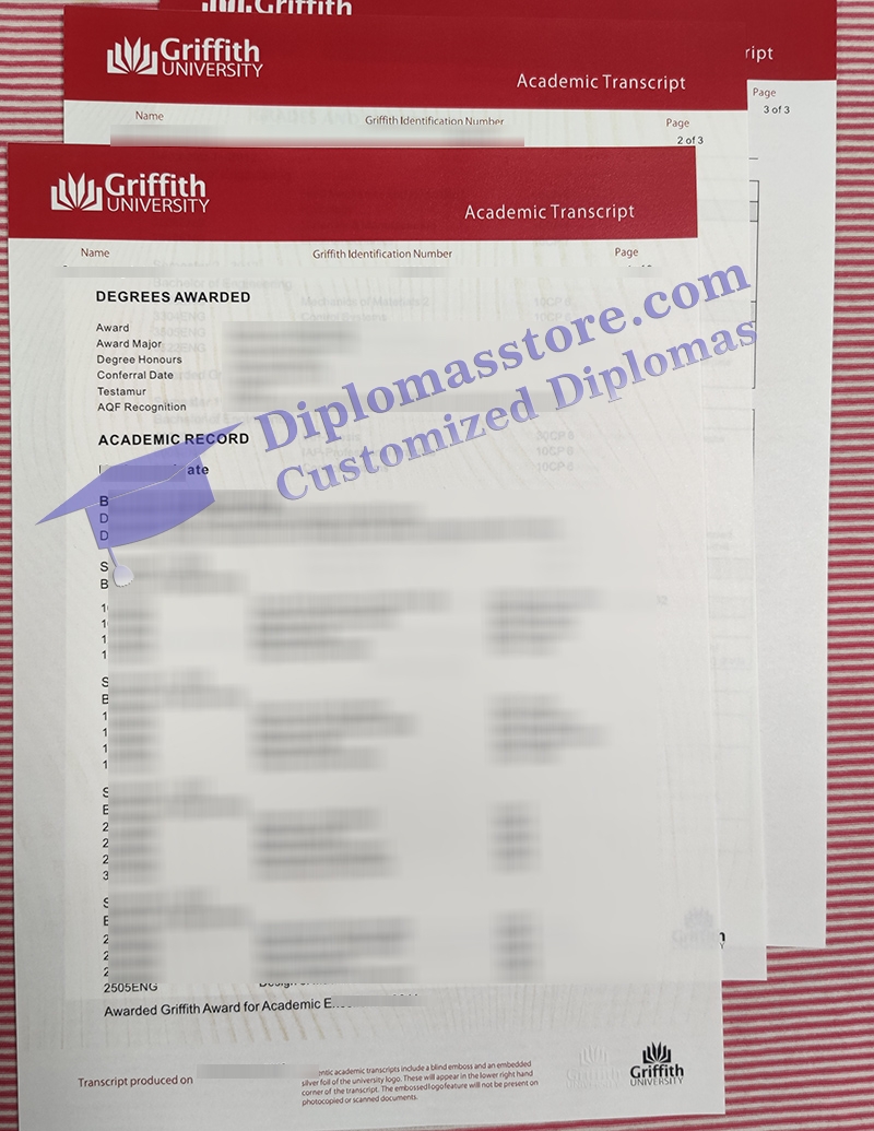 Griffith University transcript