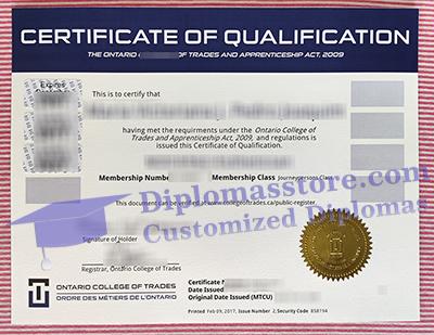 buy Ontario College of Trades certificate