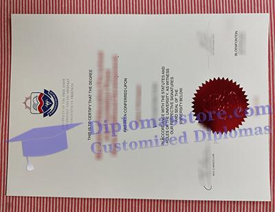 University of the Free State degree certificate