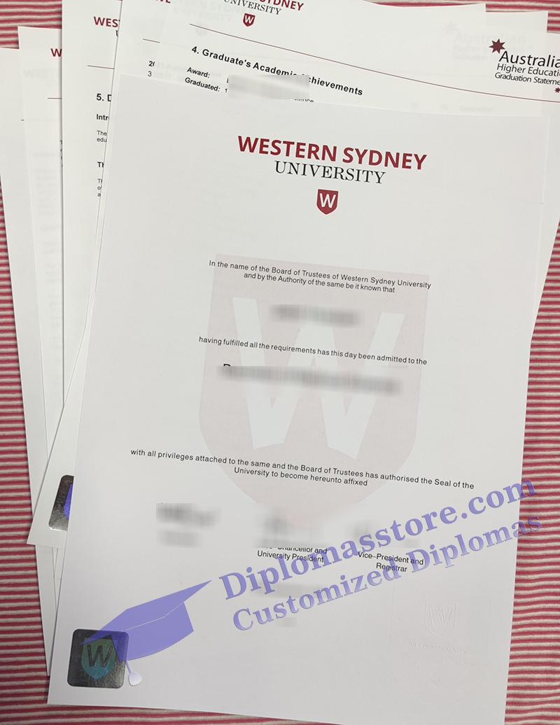 Western Sydney University degree, WSU certificate,