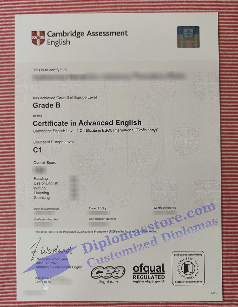 Cambridge C1 Advanced certificate, Cambridge CAE certificate,
