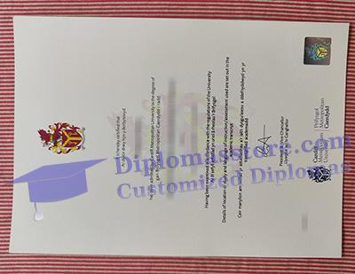 Cardiff Metropolitan University degree certificate