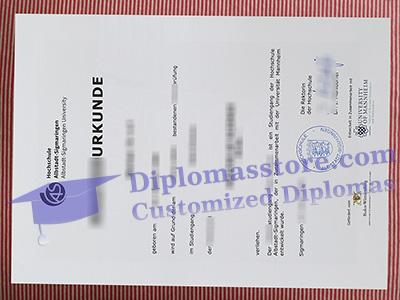 Hochschule Albstadt-Sigmaringen urkunde certificate