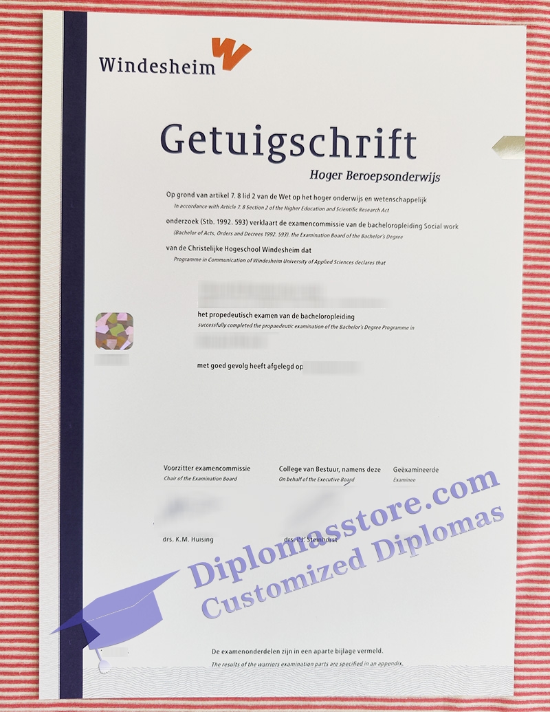 Hogeschool Windesheim getuigschrift, Windesheim diploma,