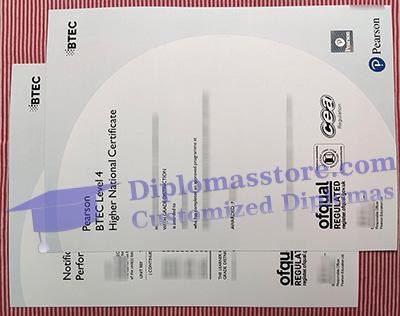 Pearson BTEC certificate