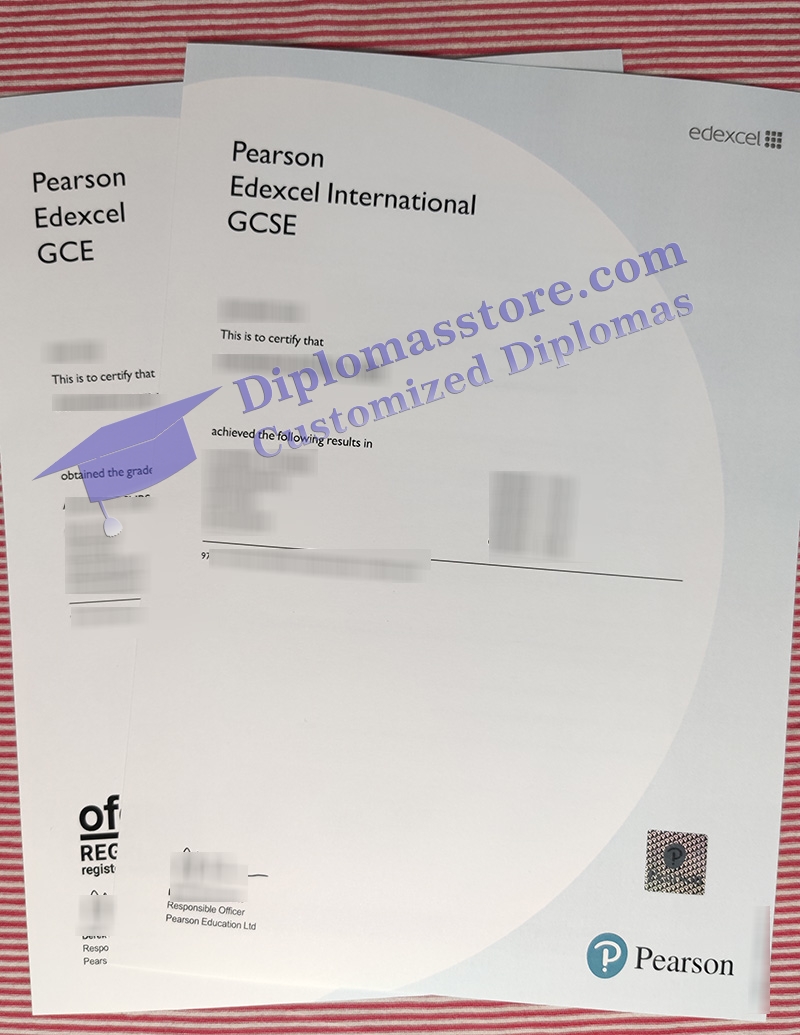 Edexcel GCSE certificate, Edexcel GCE certificate,
