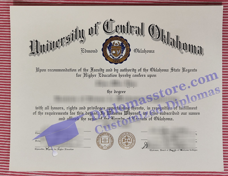 University of Central Oklahoma diploma, UCO certificate,