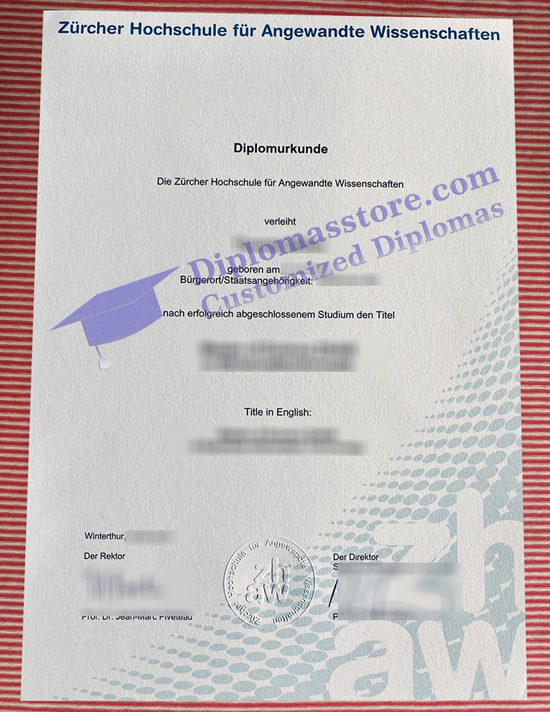 Zürcher Hochschule für Angewandte Wissenschaften diplomurkunde, ZHAW diploma,