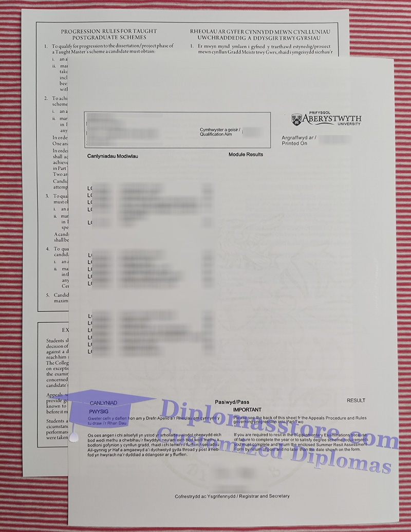 Aberystwyth University transcript, university transcript,