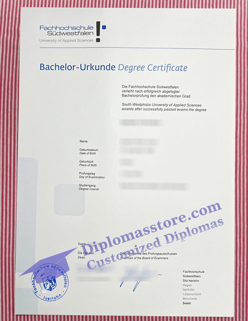 Fachhochschule Südwestfalen degree, Fachhochschule Südwestfalen urkunde,