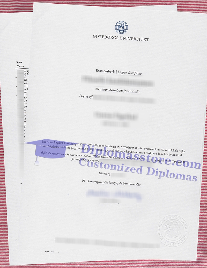 Göteborgs Universitet degree, University of Gothenburg diploma,