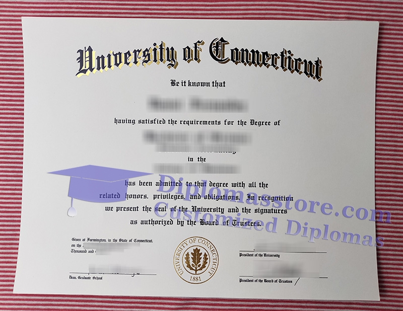University of Connecticut diploma, University of Connecticut certificate,