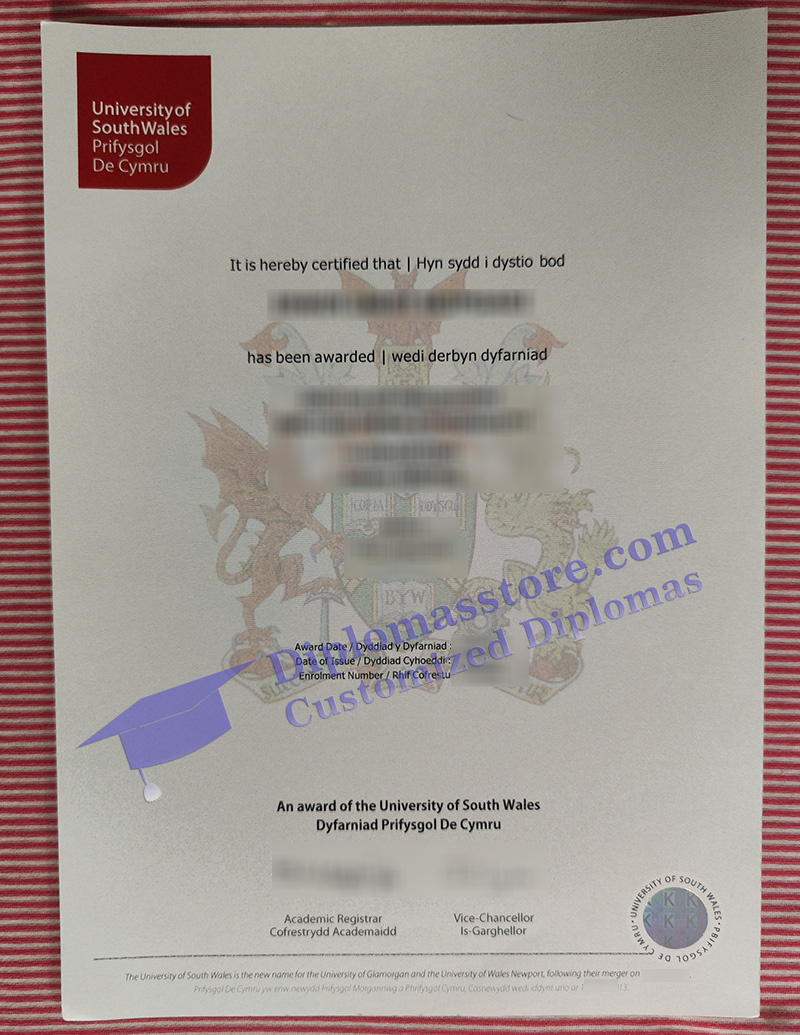 University of South Wales degree, University of South Wales certificate,