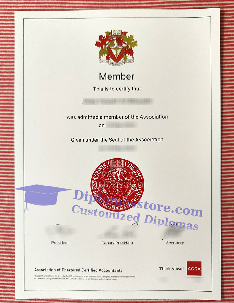 ACCA member certificate, ACCA certificate,