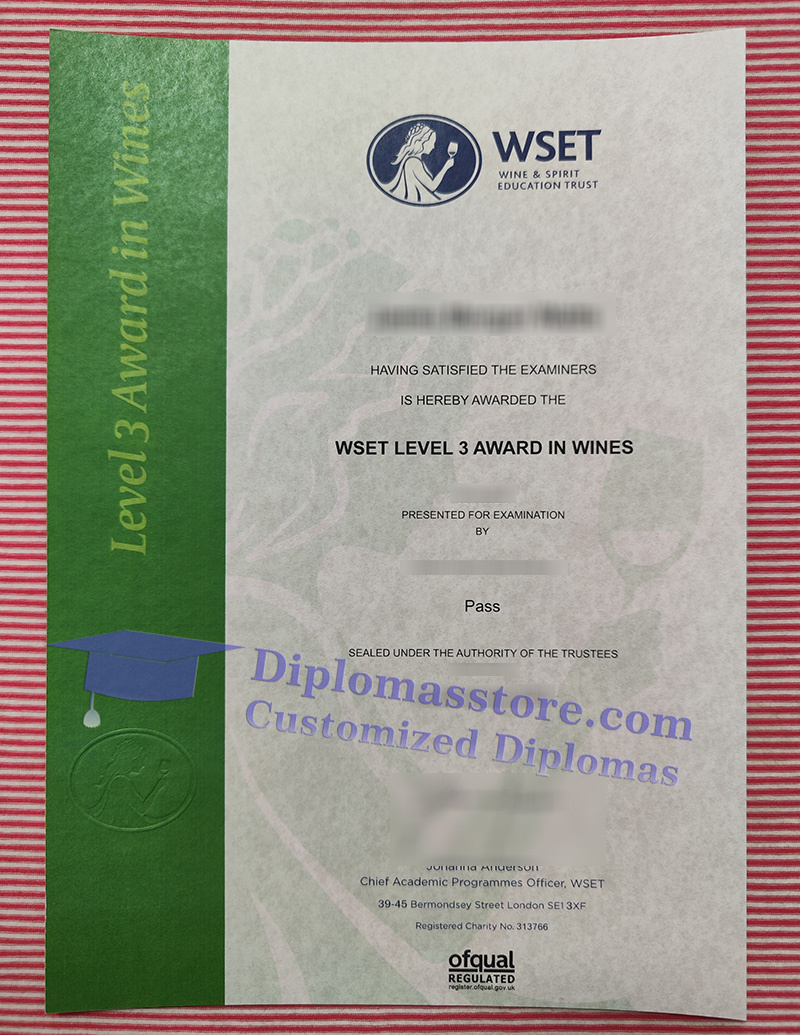 WSET level 3 award certificate, WSET Diploma,