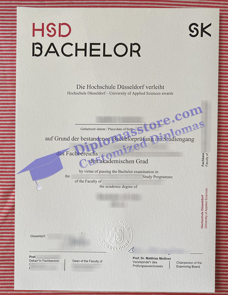Hochschule Düsseldorf urkunde, Hochschule Düsseldorf degree,