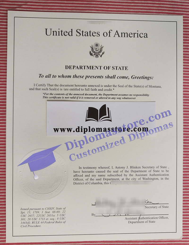 US Department of State apostille, US Department of State authentication,