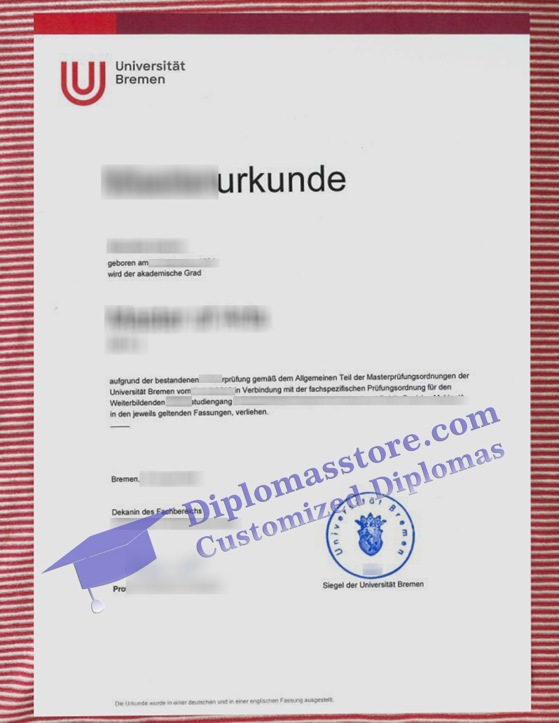 Universität Bremen urkunde, Universität Bremen degree,